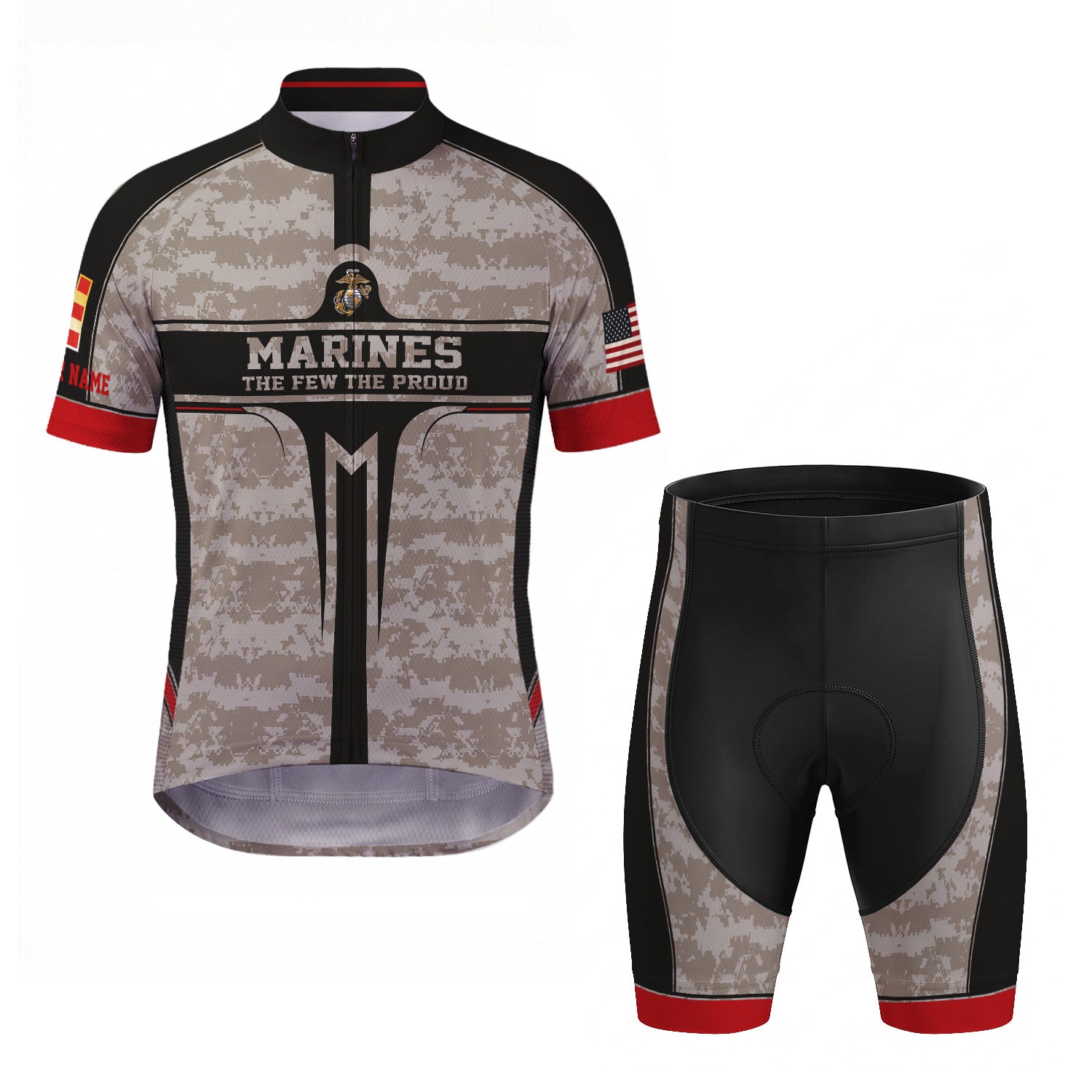 Personalized USMC Cycling Jersey Custom Name & Rank Marine Veteran Shirt