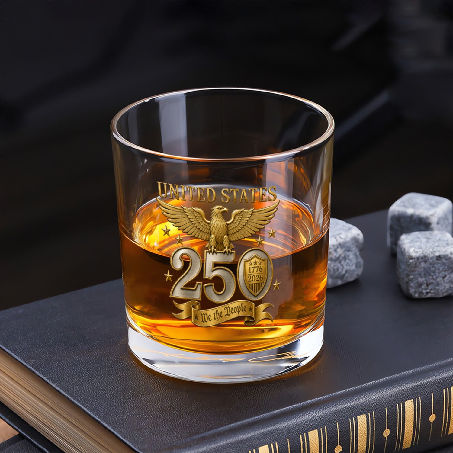 USA Patriotic Whiskey Glass 1776-2026 Anniversary
