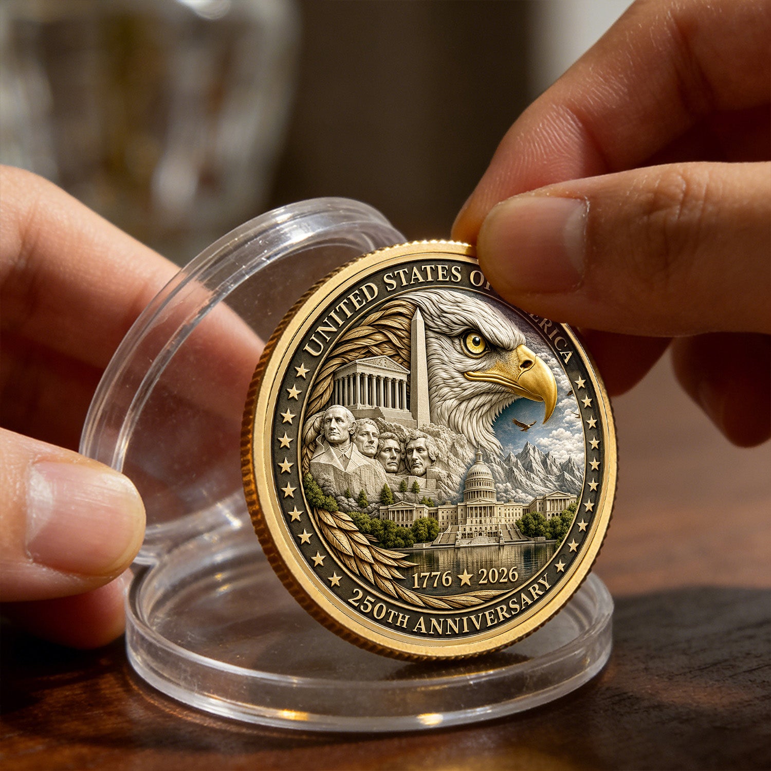 US Navy Personalized 250th USA 3D Challenge Coin