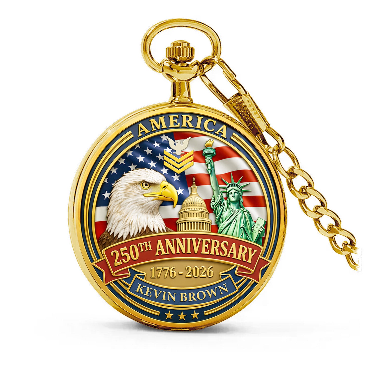 US Navy 250 Years Pocket Watch Personalized Veteran Keepsake