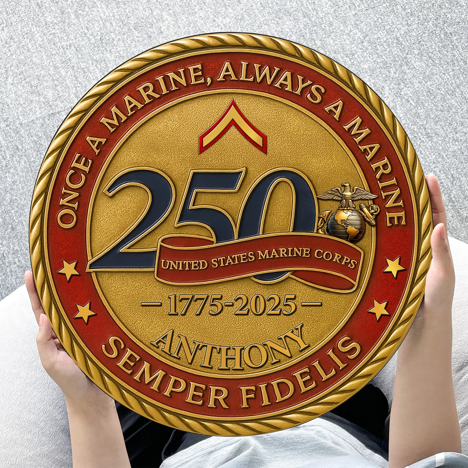 MARlNE 250th Anniversary Wooden Sign