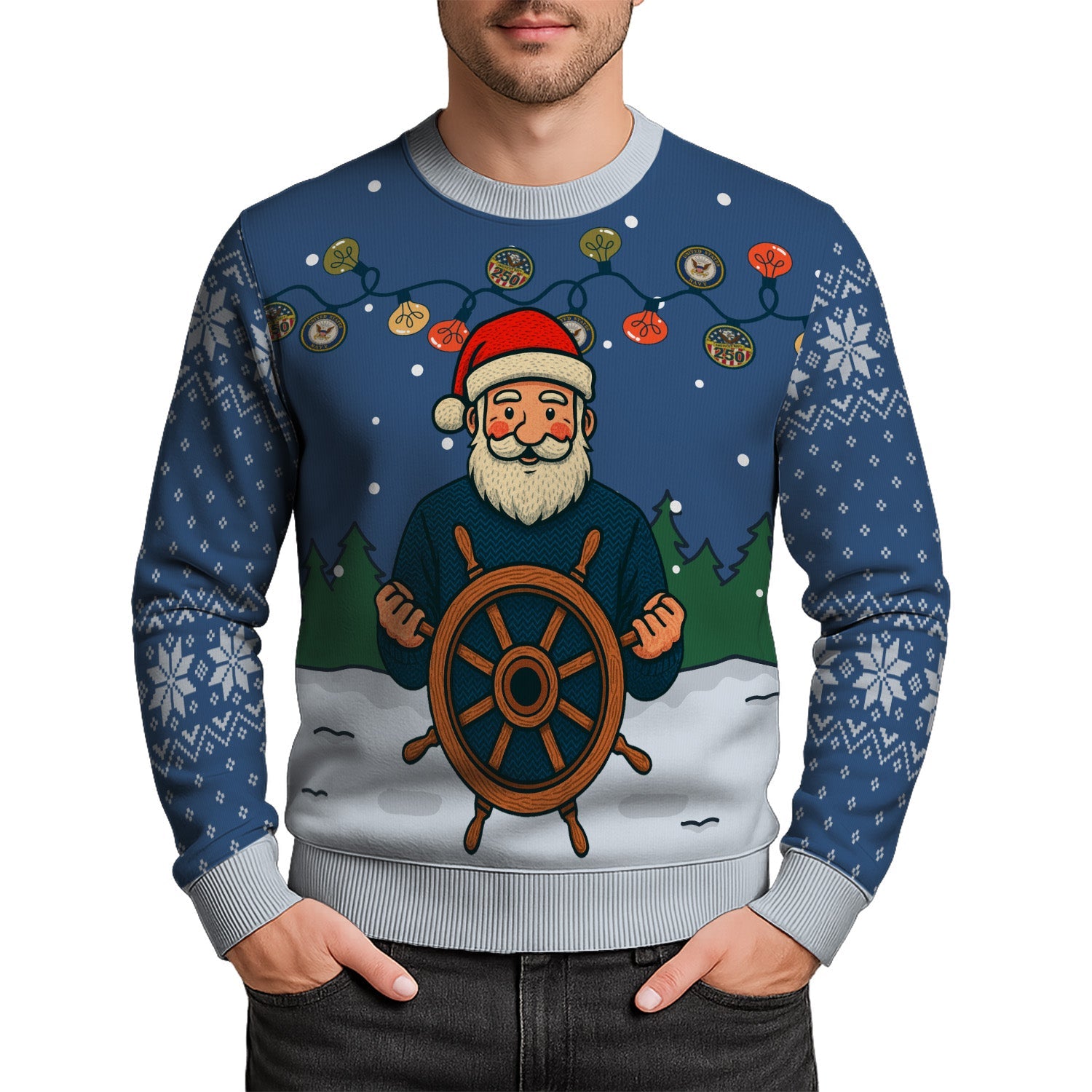 US Navy Caption Christmas Ugly Sweater