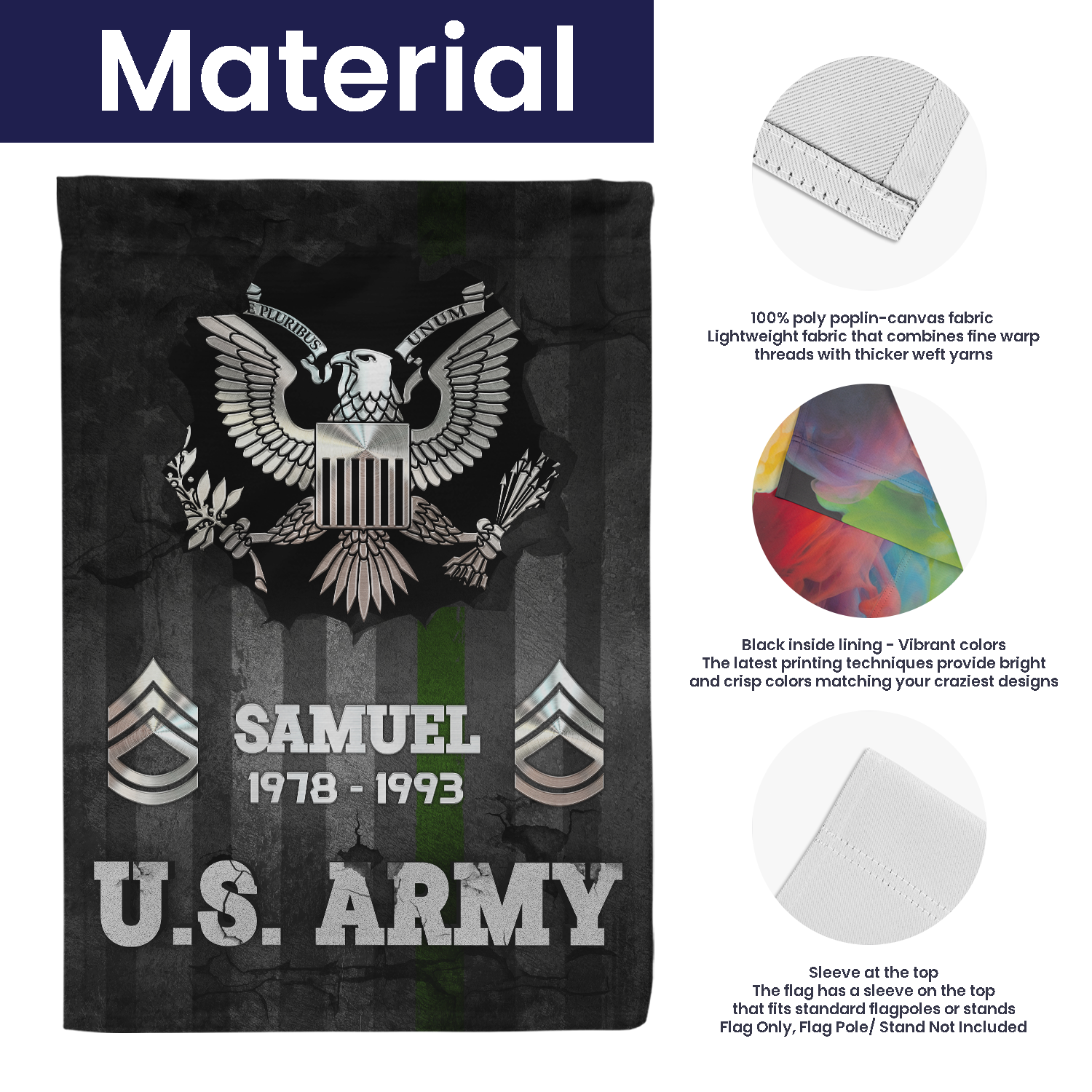 Personalized US Military Logo/Insignia And Text KFLAG03 Garden Flag, House Flag Twin-Side Printing