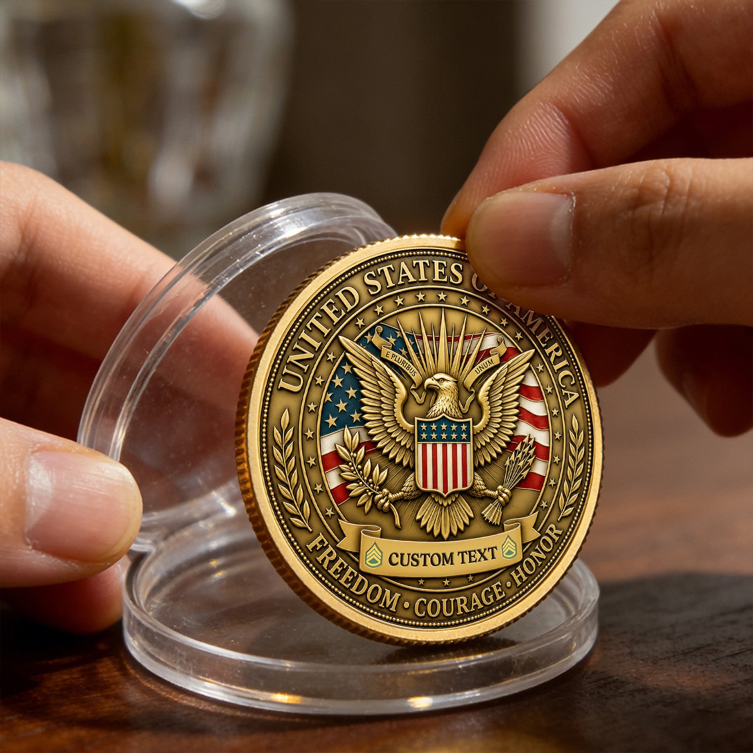 Army Veteran Custom Photo Rank Name 3D Challenge Coin Gift
