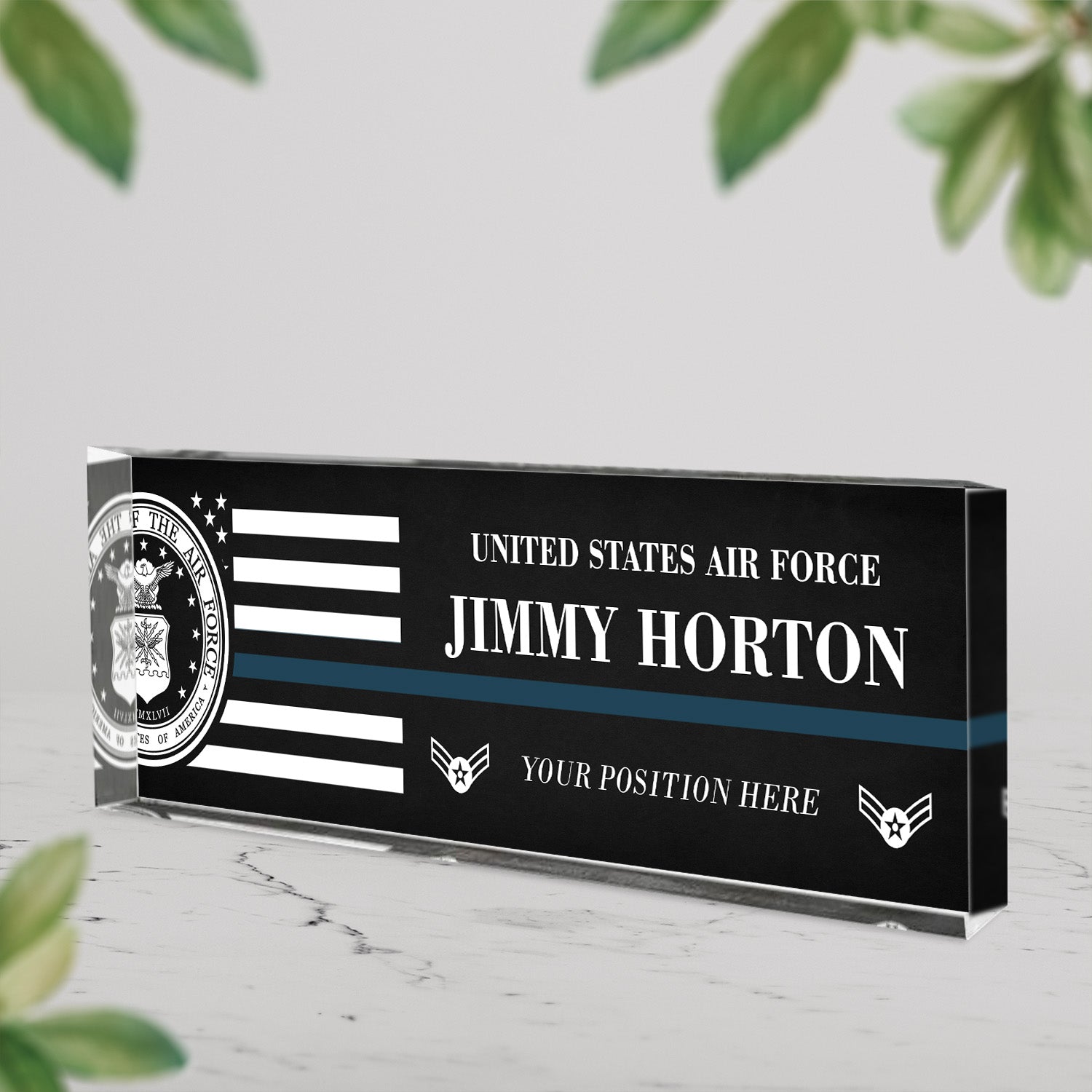 US NAVY 懐中電灯&ネームプレート US Army Custom Desk Plaque – Personalized Name & Rank