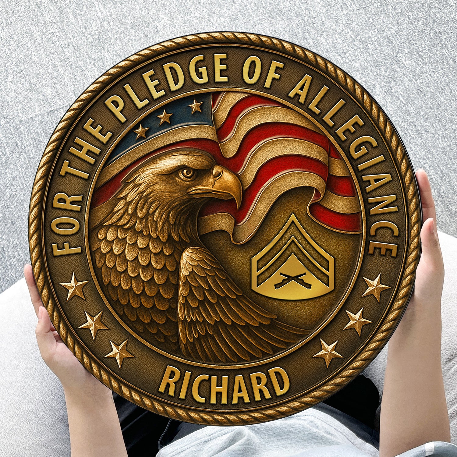 For the Pledge of Allegiance, Custom Military Rank & Name