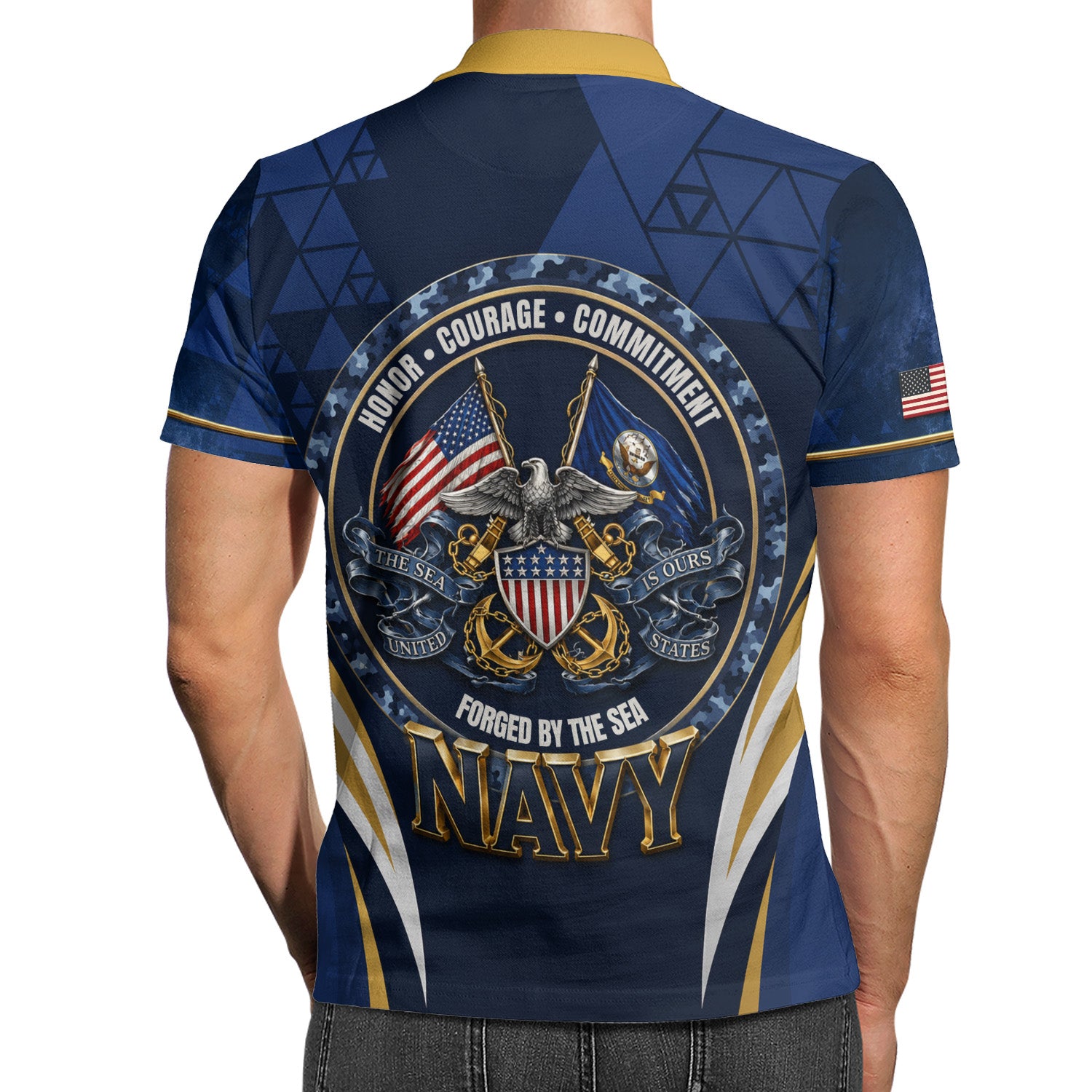 US Navy Military Personalized Rank Polo Shirt Gift for Men