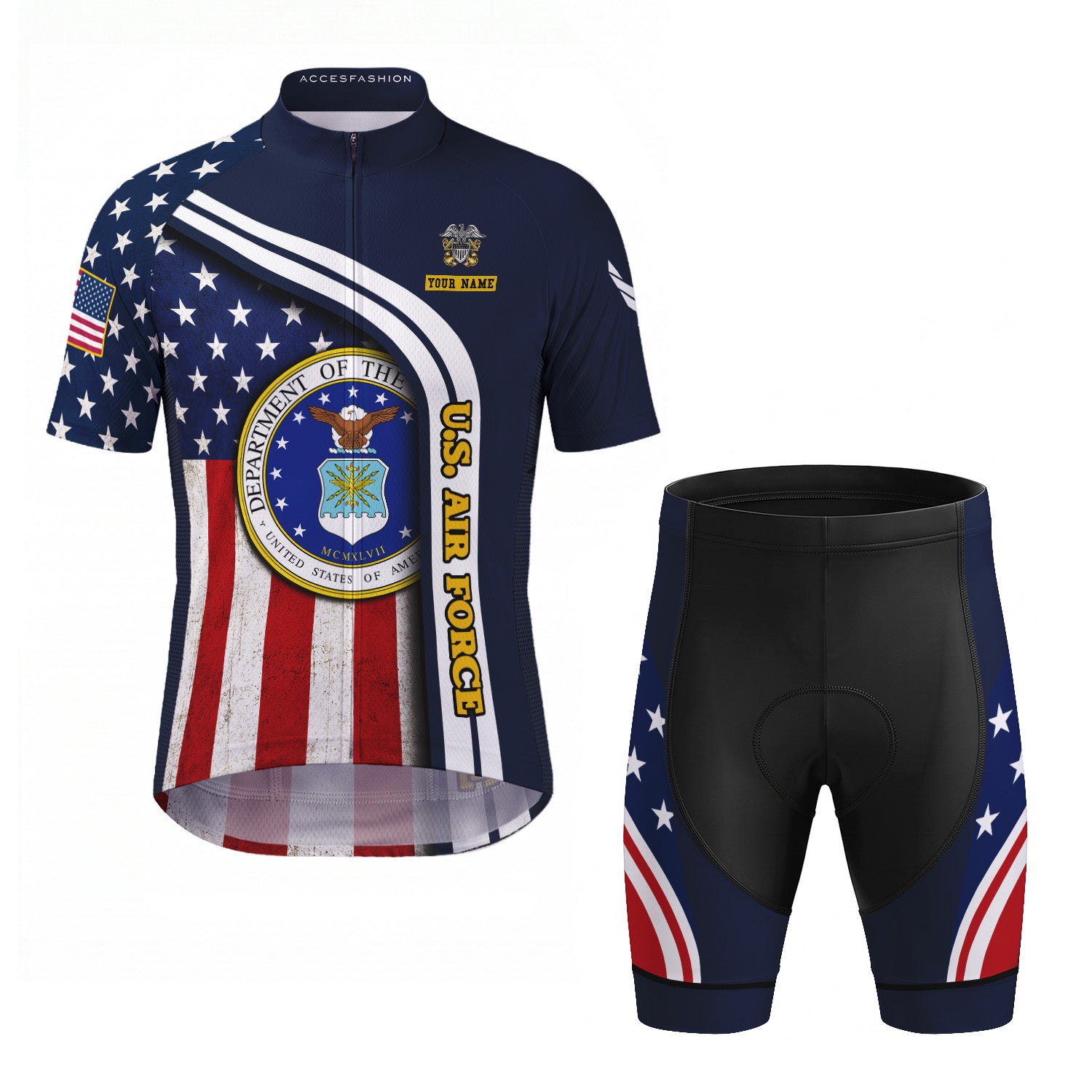 Personalized Military U.S. Air Force Inspired Cycling Jersey Kit