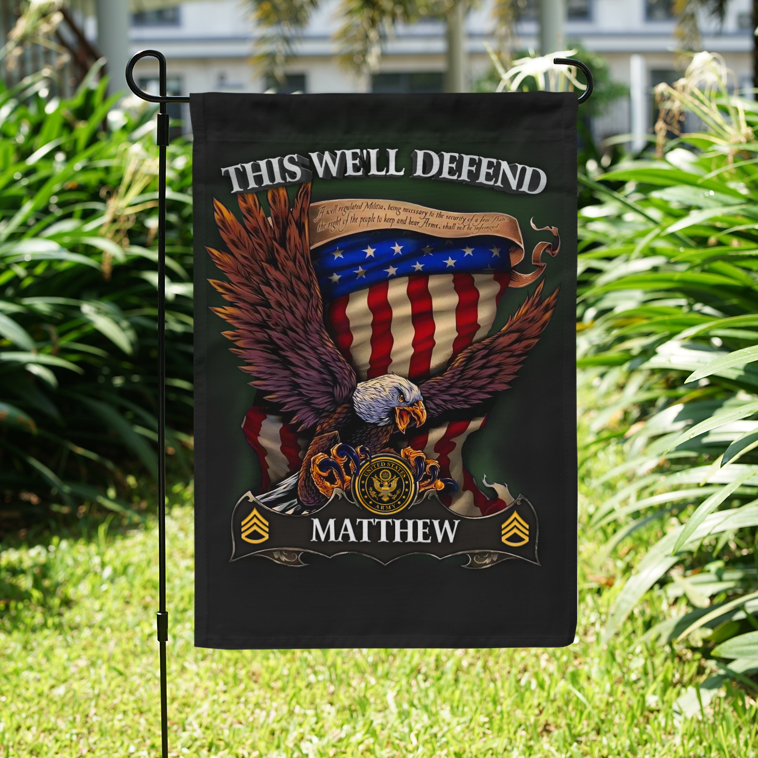 Personalized US Military Logo/Insignia And Text KFLAG07 Garden Flag, House Flag Twin-Side Printing