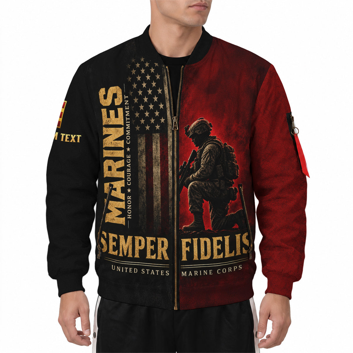 Personalized Name Rank U.S. Marine Corps Military Bomber Jacket