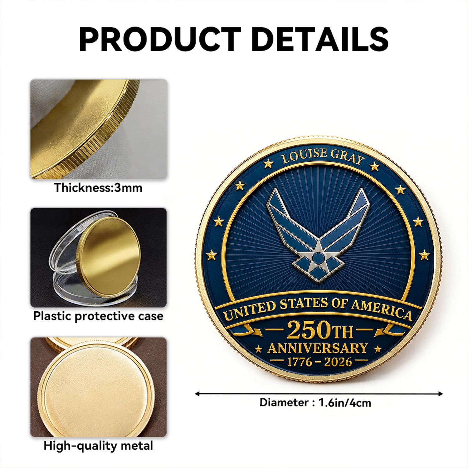 Personalized Challenge Coin US Navy Rank Name Gift