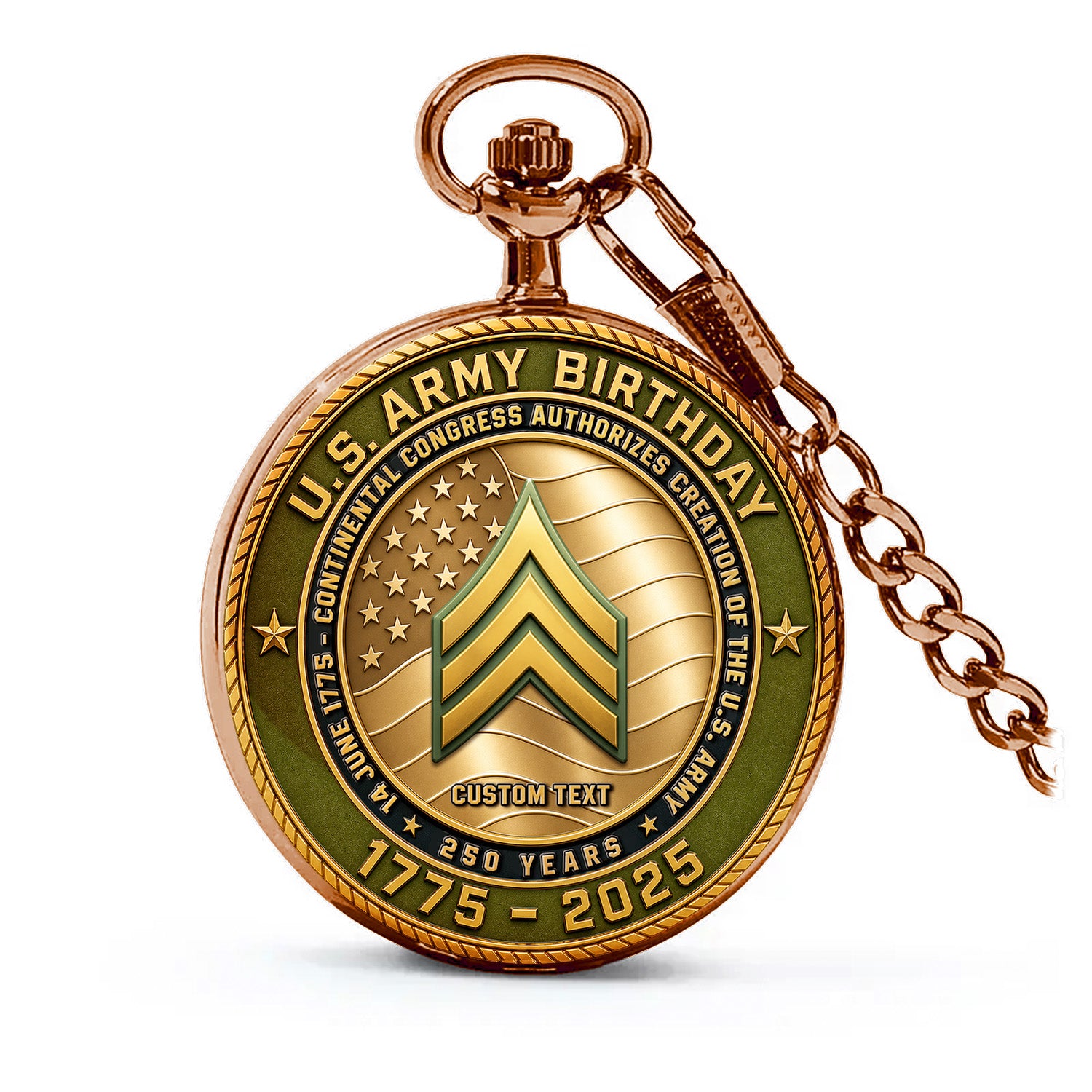 US Army Veteran Pocket Watch 250th Anniversary Gift for Men