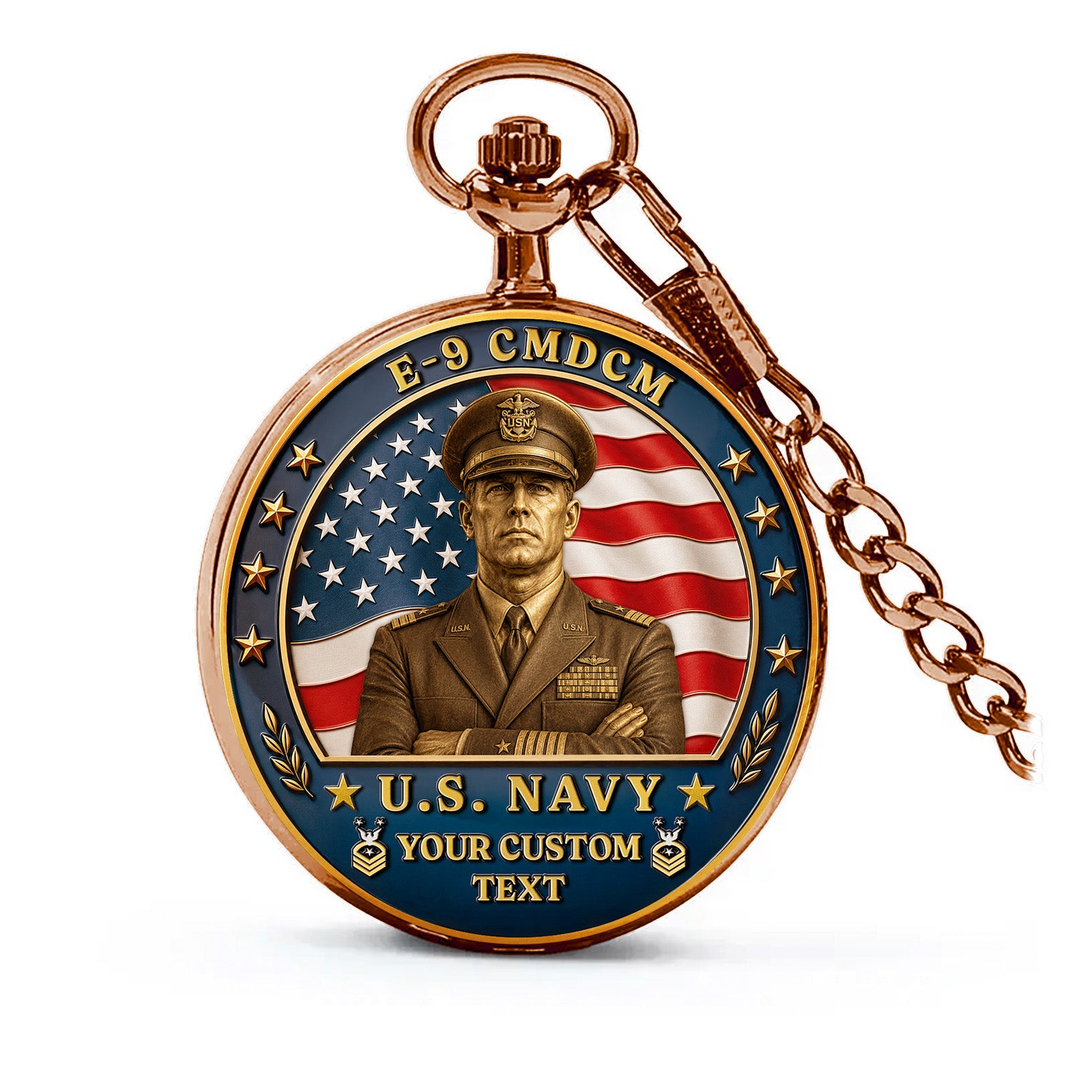 US Navy Sailor Pocket Watch Custom Name Rank Veteran Gift