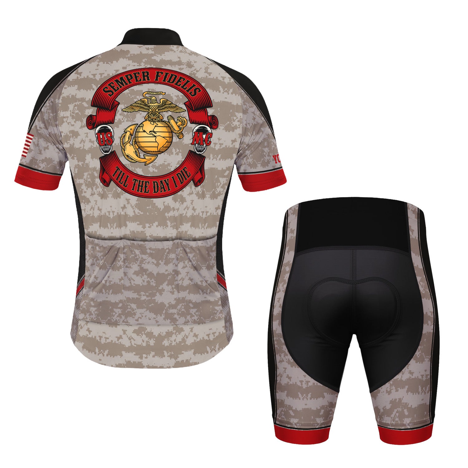 Personalized USMC Cycling Jersey Custom Name & Rank Marine Veteran Shirt
