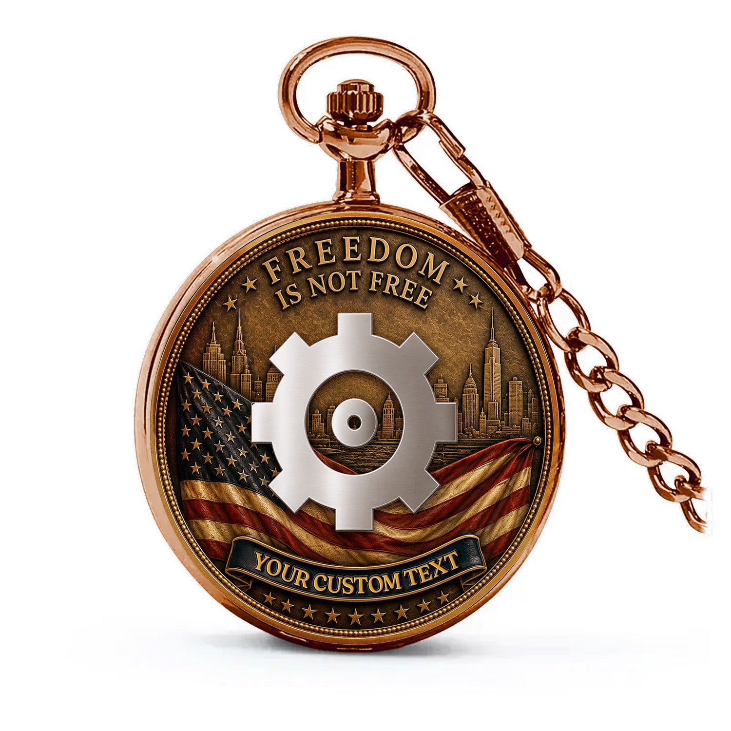Personalized US Navy 250th Anniversary Pocket Watch Custom Rank Name Gift