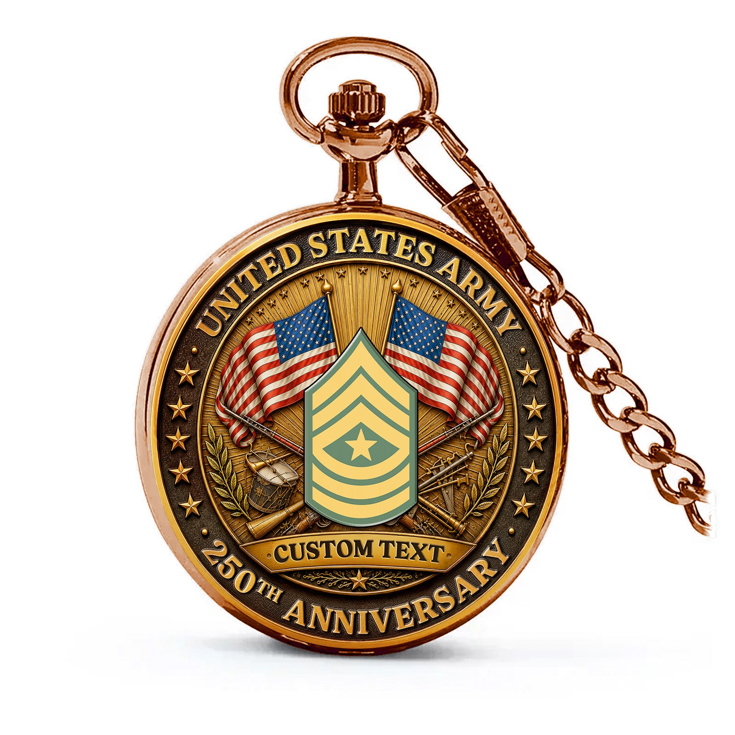 Army Rank Name Pocket Watch 250th Anniversary Collectible