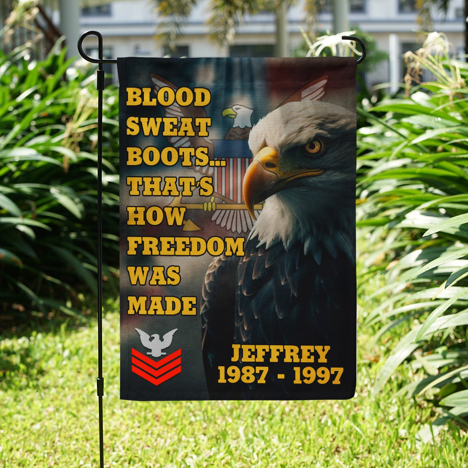 Personalized US Military Logo/Insignia And Text KFLAG32 Garden Flag, House Flag Twin-Side Printing