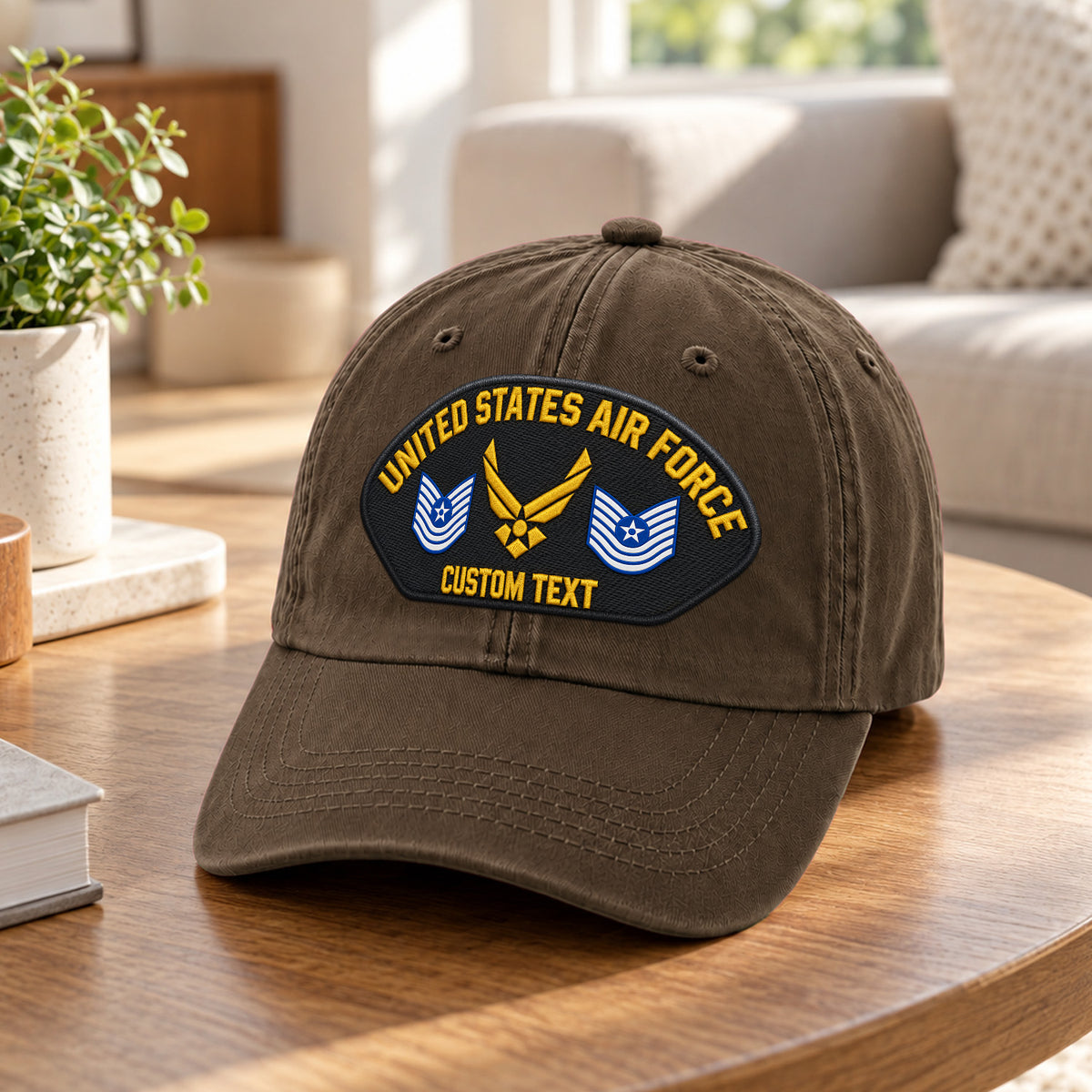 Custom U.S. Air Force Washed Cap Personalized Military Rank and Text