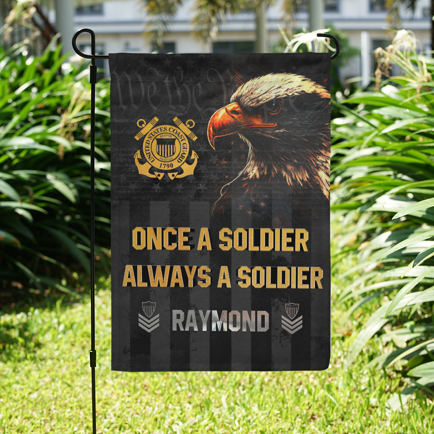 Personalized US Military Logo/Insignia And Text KFLAG10 Garden Flag, House Flag Twin-Side Printing