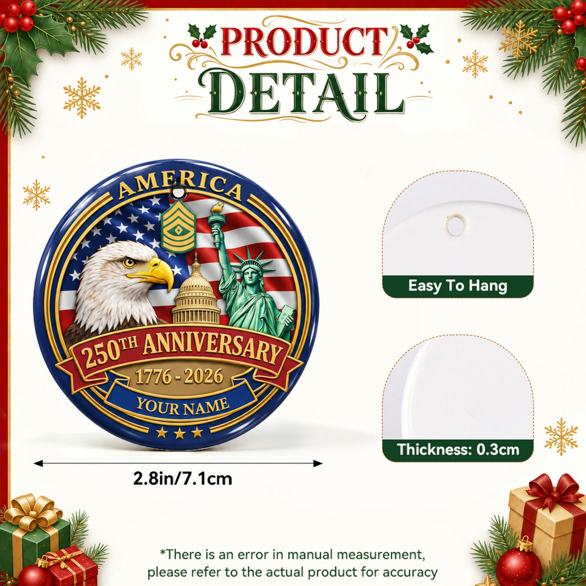 Personalized Navy Ceramic Ornament Custom Military Rank and Text Gift