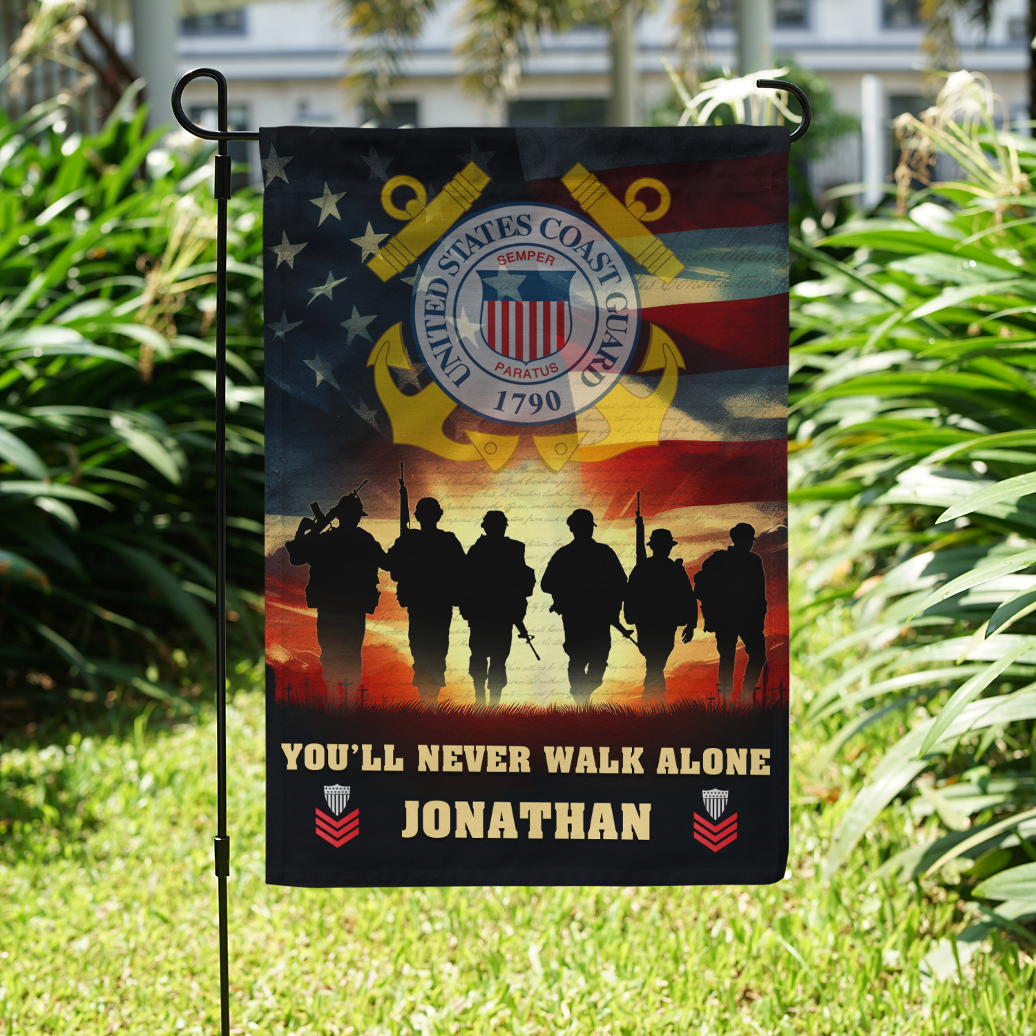 Personalized US Military Logo/Insignia And Text KFLAG05 Garden Flag, House Flag Twin-Side Printing