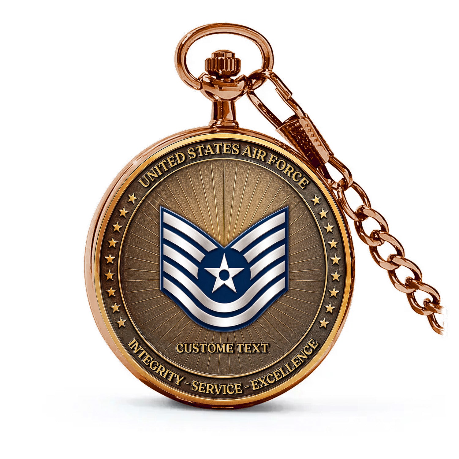 Custom US Air Force Pocket Watch Personalized Veteran Gift