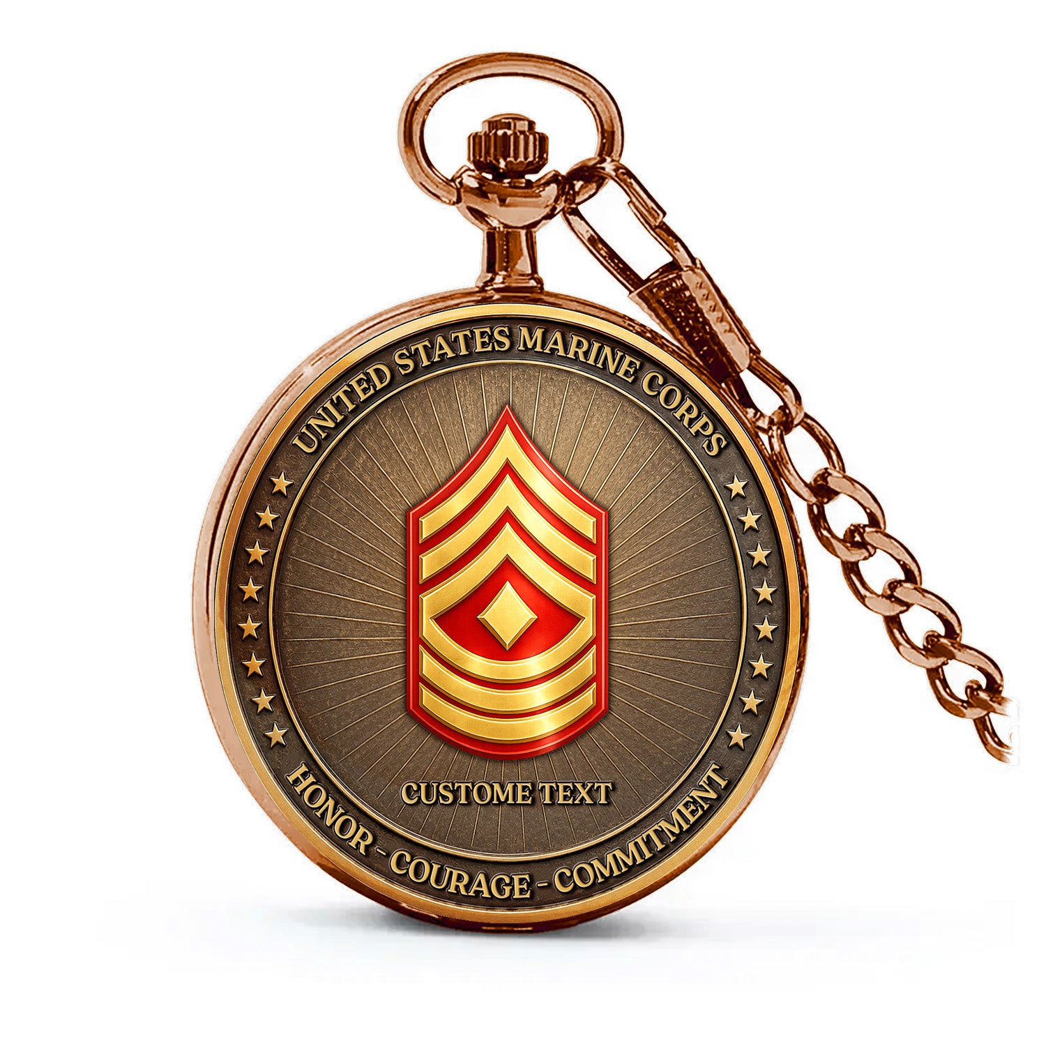 Custom USMC Pocket Watch Personalized Marine Veteran Gift