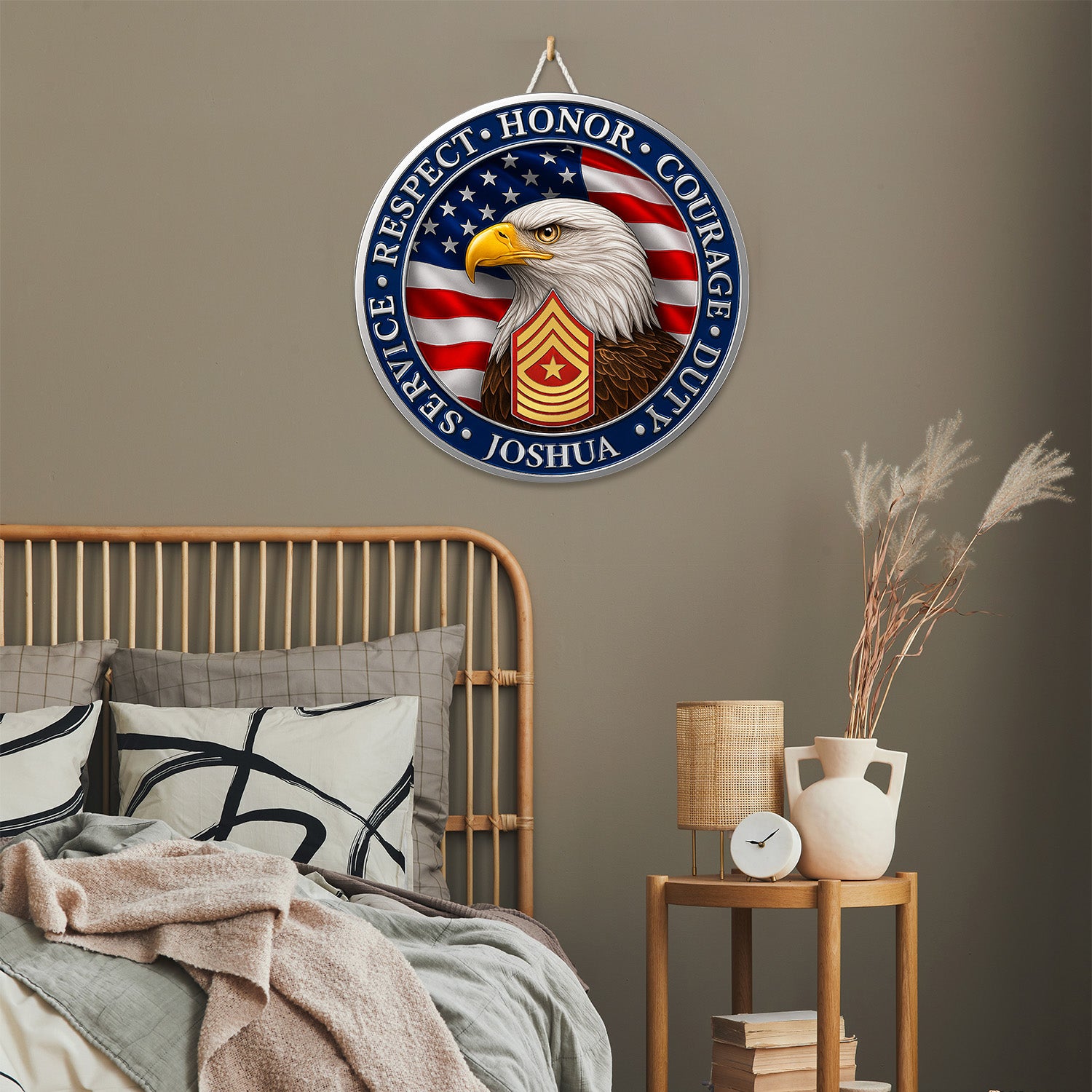 Personalized MARlNE Eagle Wooden Sign