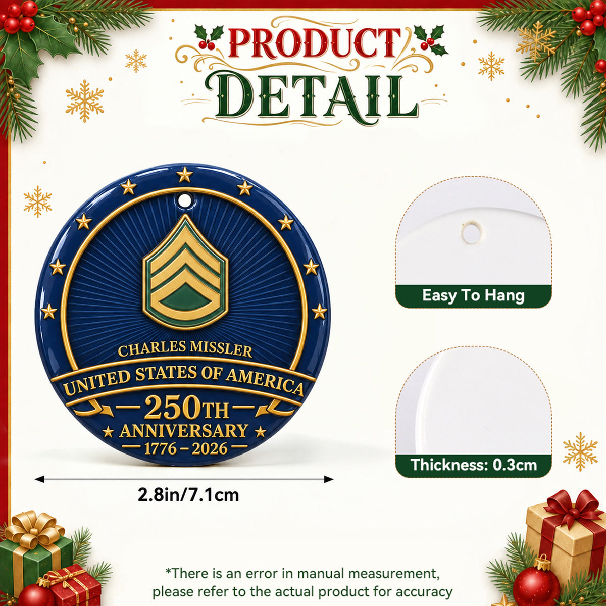 Custom Air Force 3D Relief Ornament Personalized Rank and Custom Text