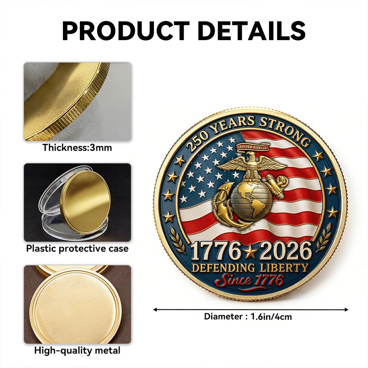 Custom U.S. MARlNES Veteran Coin with Photo – Personalized Military Keepsake