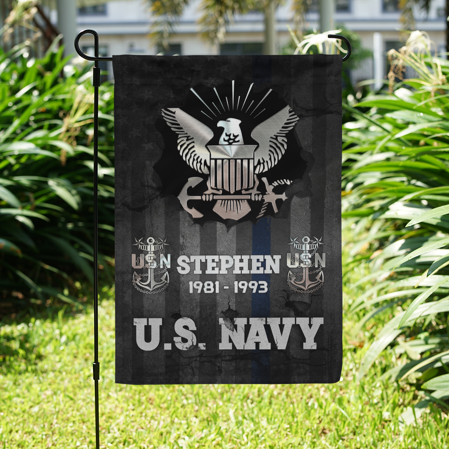 Personalized US Military Logo/Insignia And Text KFLAG03 Garden Flag, House Flag Twin-Side Printing