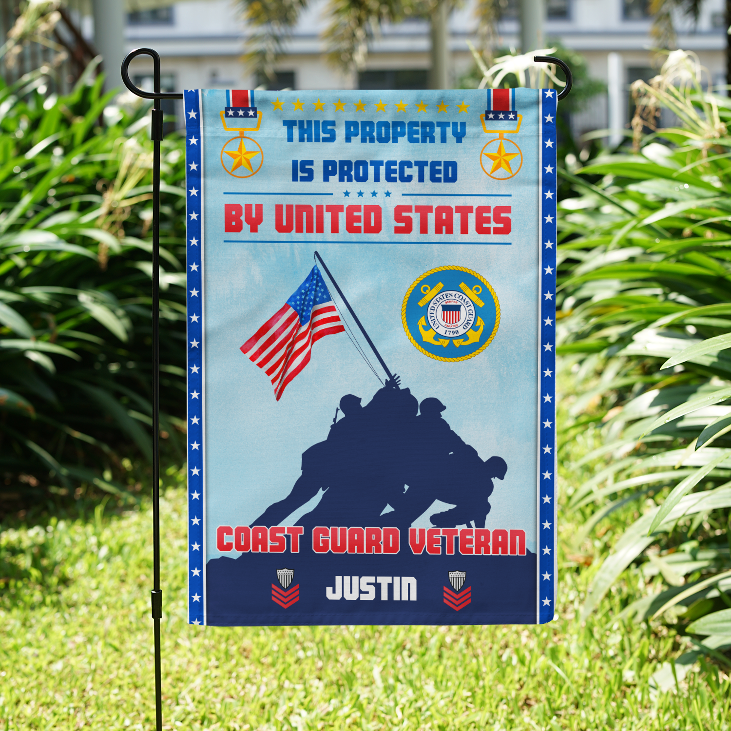 Personalized US Military Logo/Insignia And Text KFLAG11 Garden Flag, House Flag Twin-Side Printing