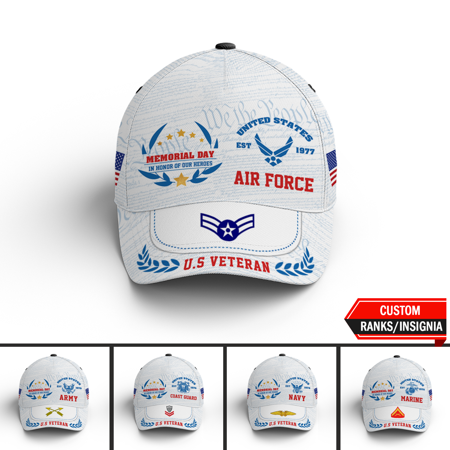Custom Ranks/Insignia, Personalized Name And Years Served All Over Pri
