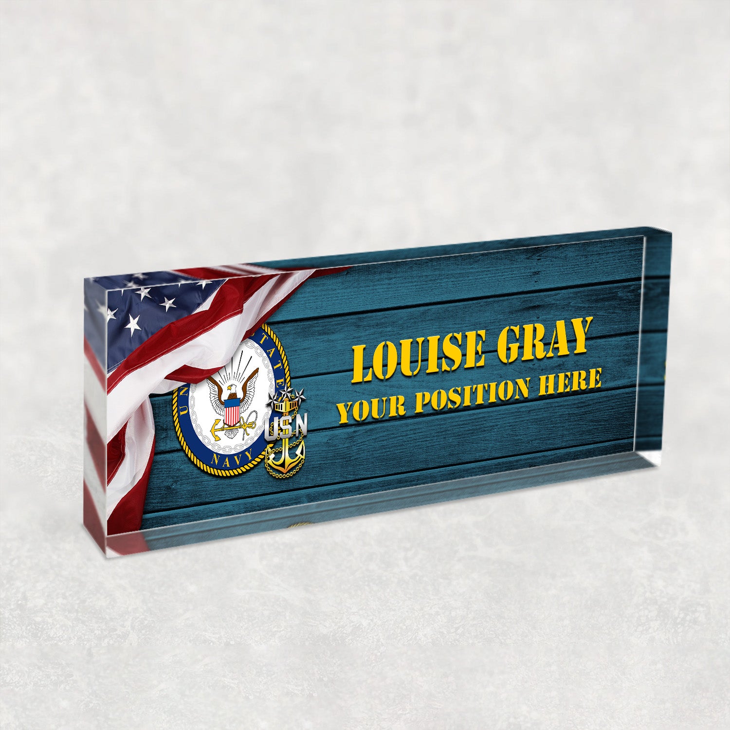 Custom US Navy Desk Acrylic Plaque -  Gift for Sailors, Veterans & Retirees