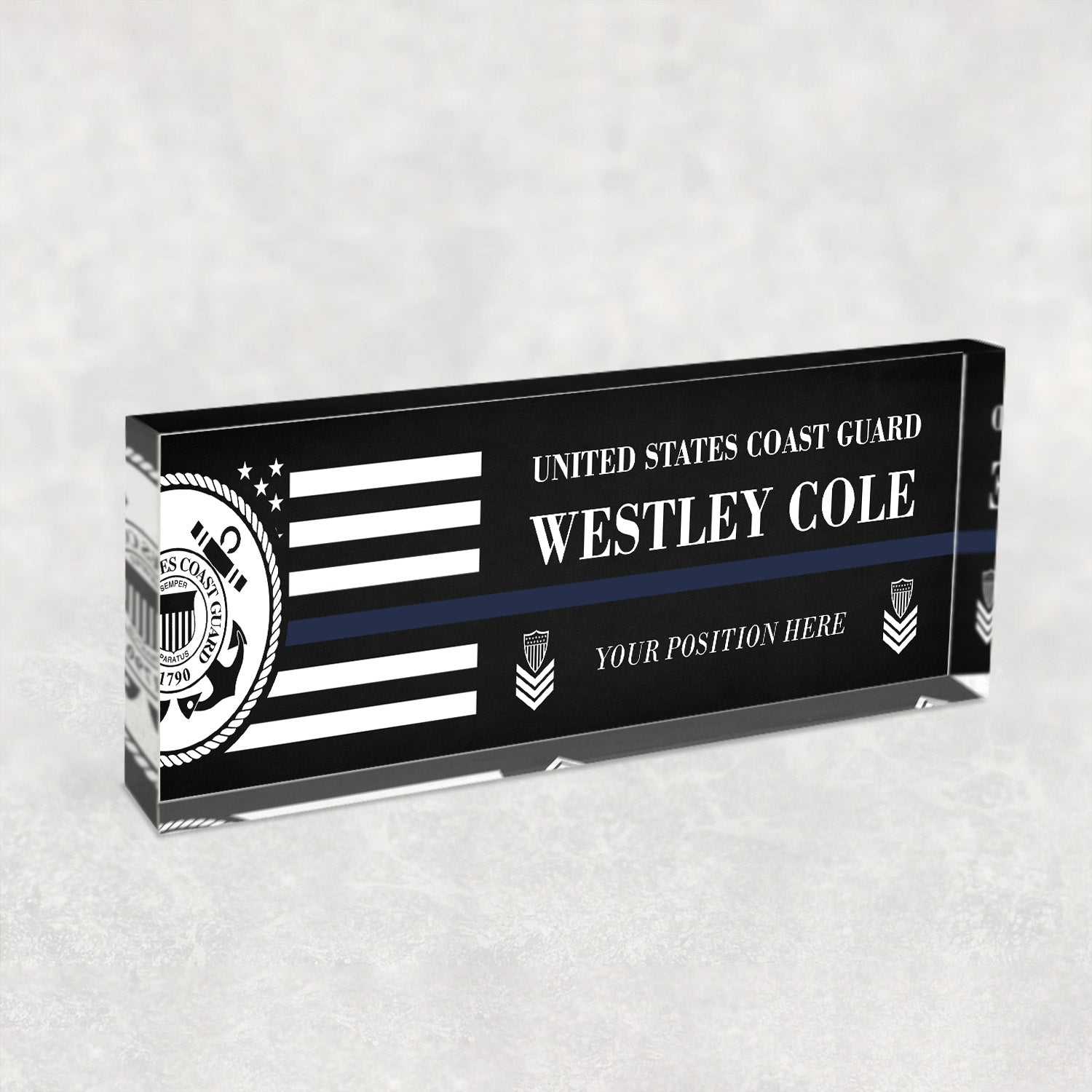 US Army Custom Desk Plaque – Personalized Name & Rank