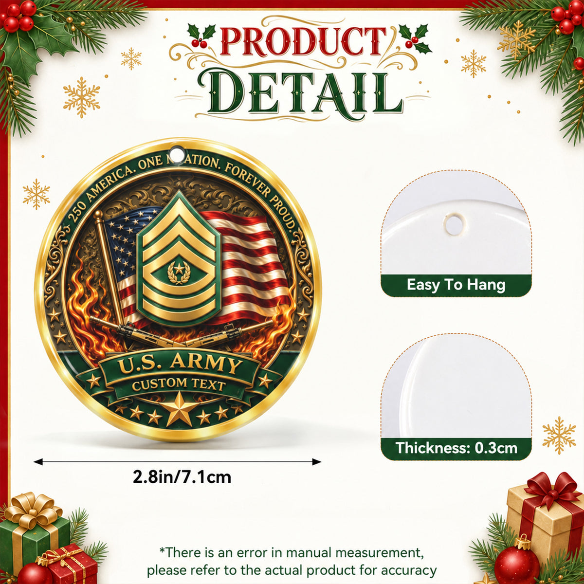 Custom USMC 3D Relief Ornament Personalized Rank and Custom Text