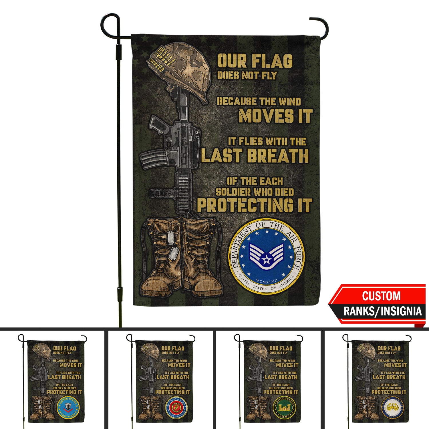 Personalized US Military Logo/Insignia And Text KFLAG16 Garden Flag, House Flag Twin-Side Printing