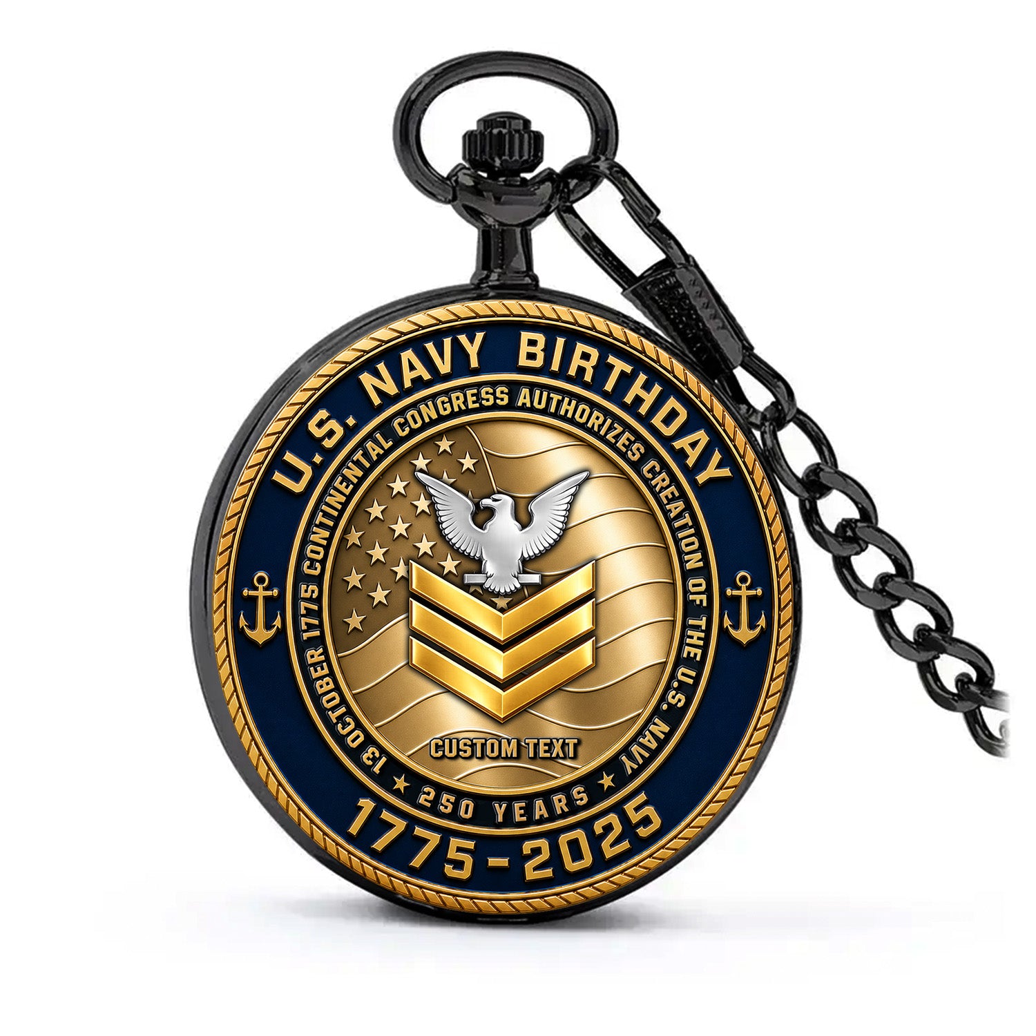 Personalized US Navy Military Pocket Watch 250 Years Gift