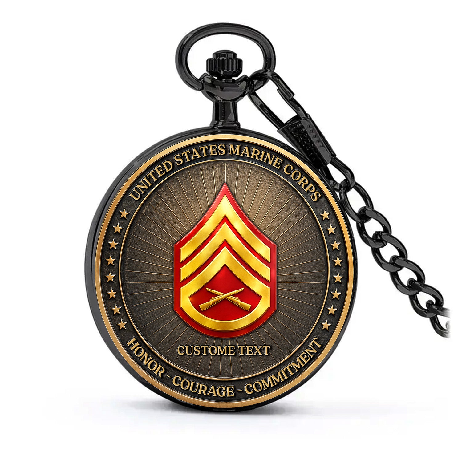 Custom USMC Pocket Watch Personalized Marine Veteran Gift