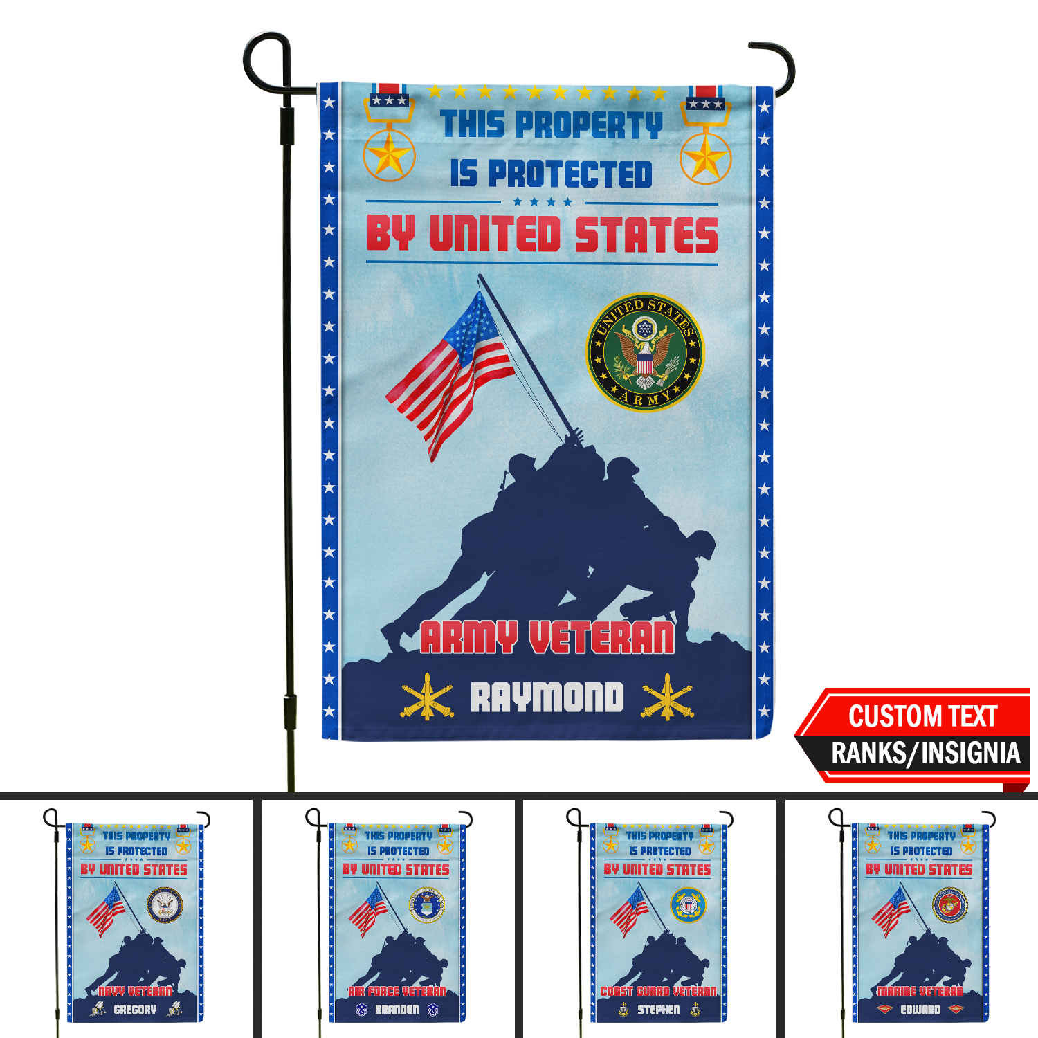 Personalized US Military Logo/Insignia And Text KFLAG11 Garden Flag, House Flag Twin-Side Printing