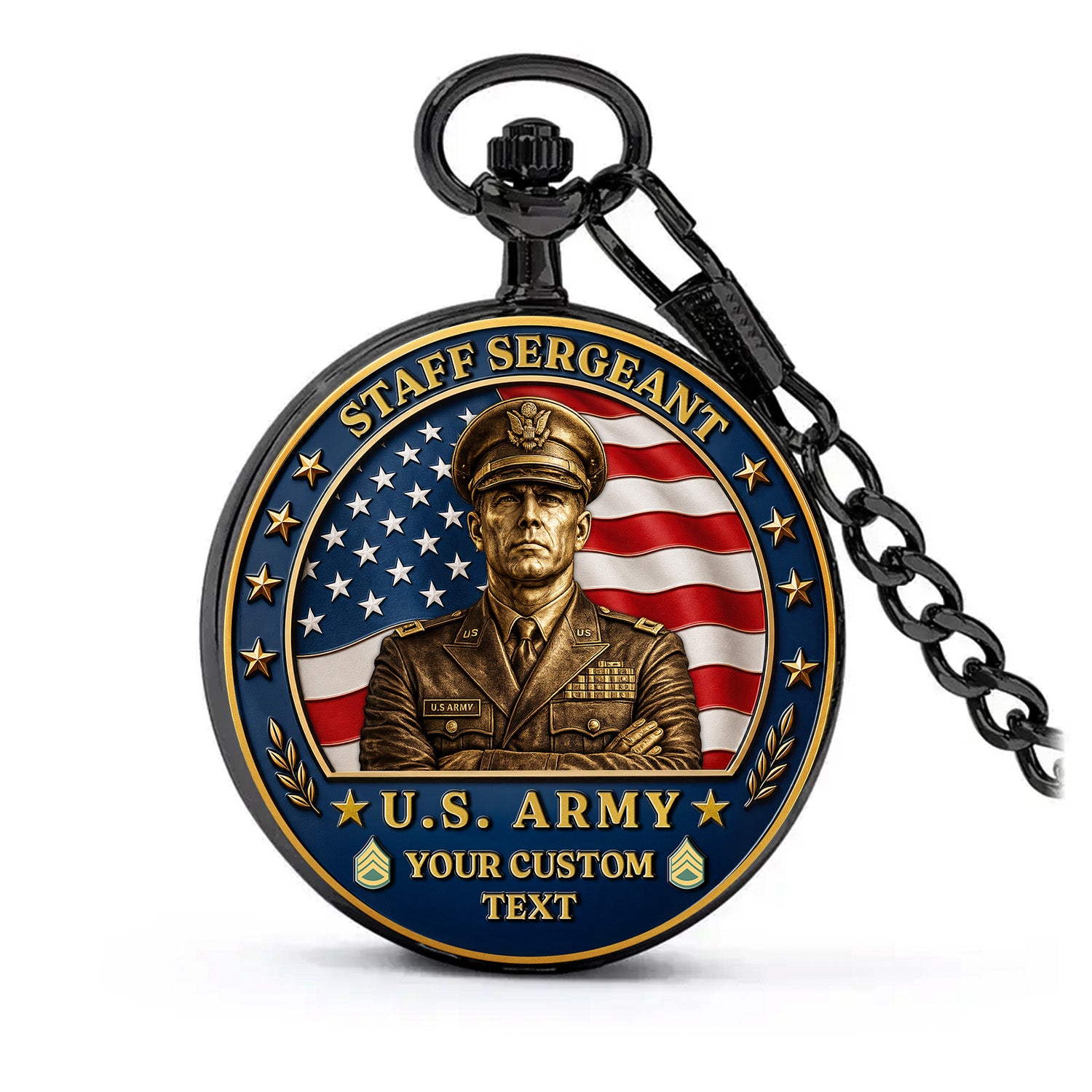 Personalized Army Military Pocket Watch Custom Text Gift