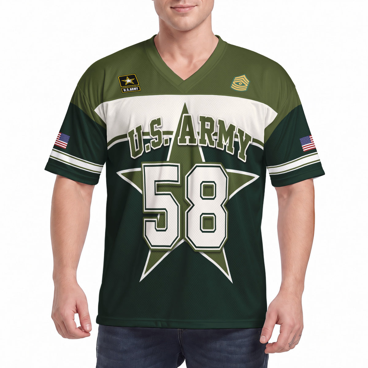Custom Army Veteran Sports Jersey Personalized Rank and Custom Wording
