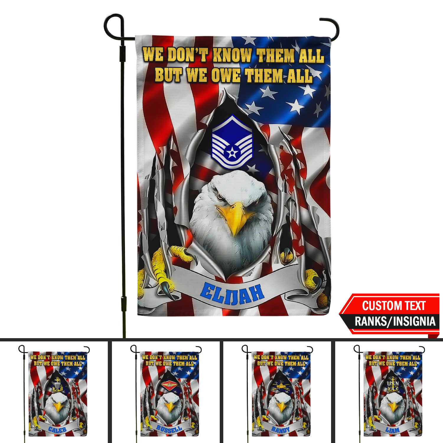 Personalized US Military Logo/Insignia And Text KFLAG08 Garden Flag, House Flag Twin-Side Printing