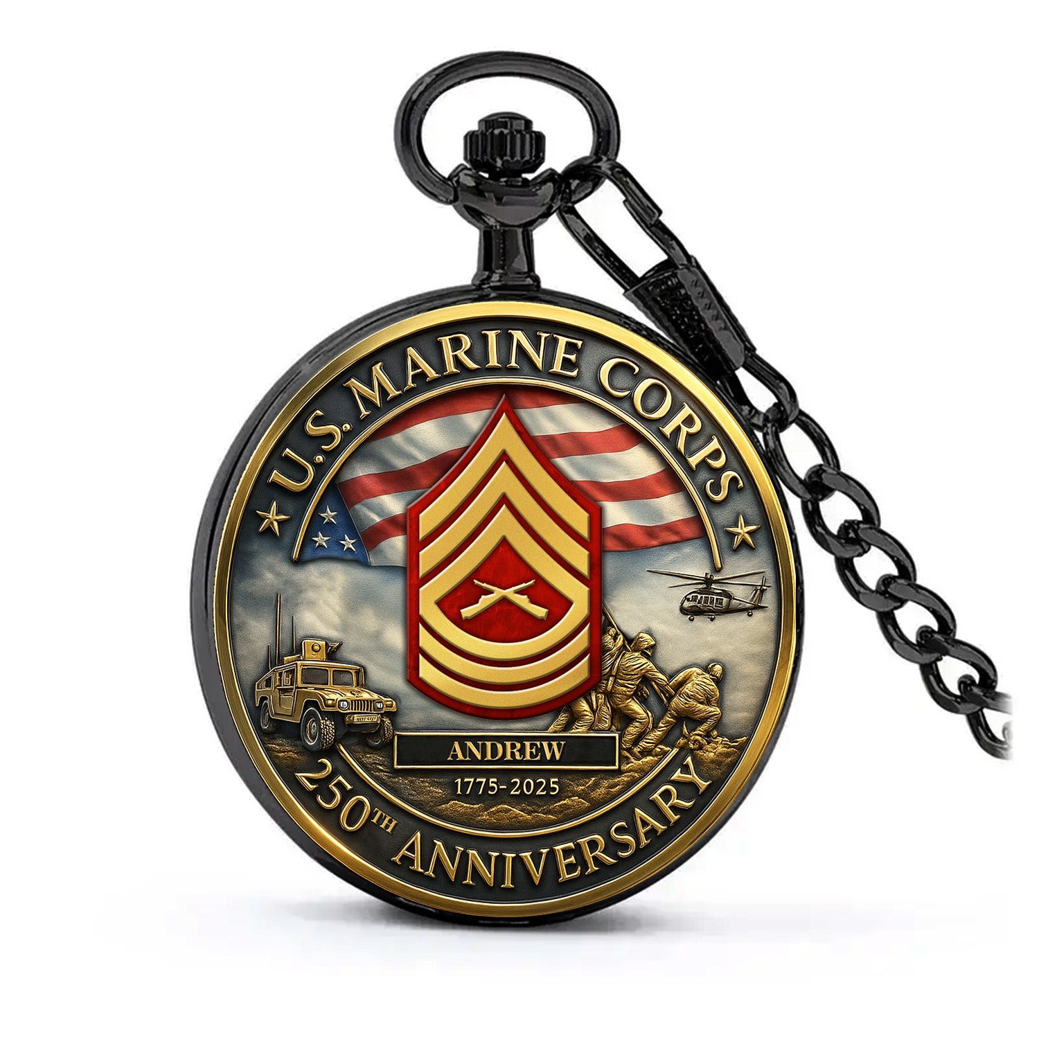 Personalized MARlNE 250th Anniversary Pocket Watch
