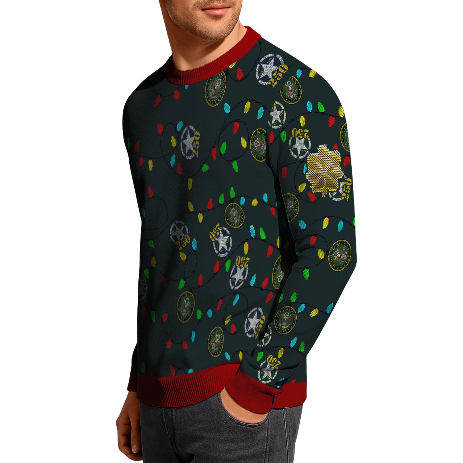 Custom Ranks US Army Ugly Christmas Sweater for Women Men KRUST07
