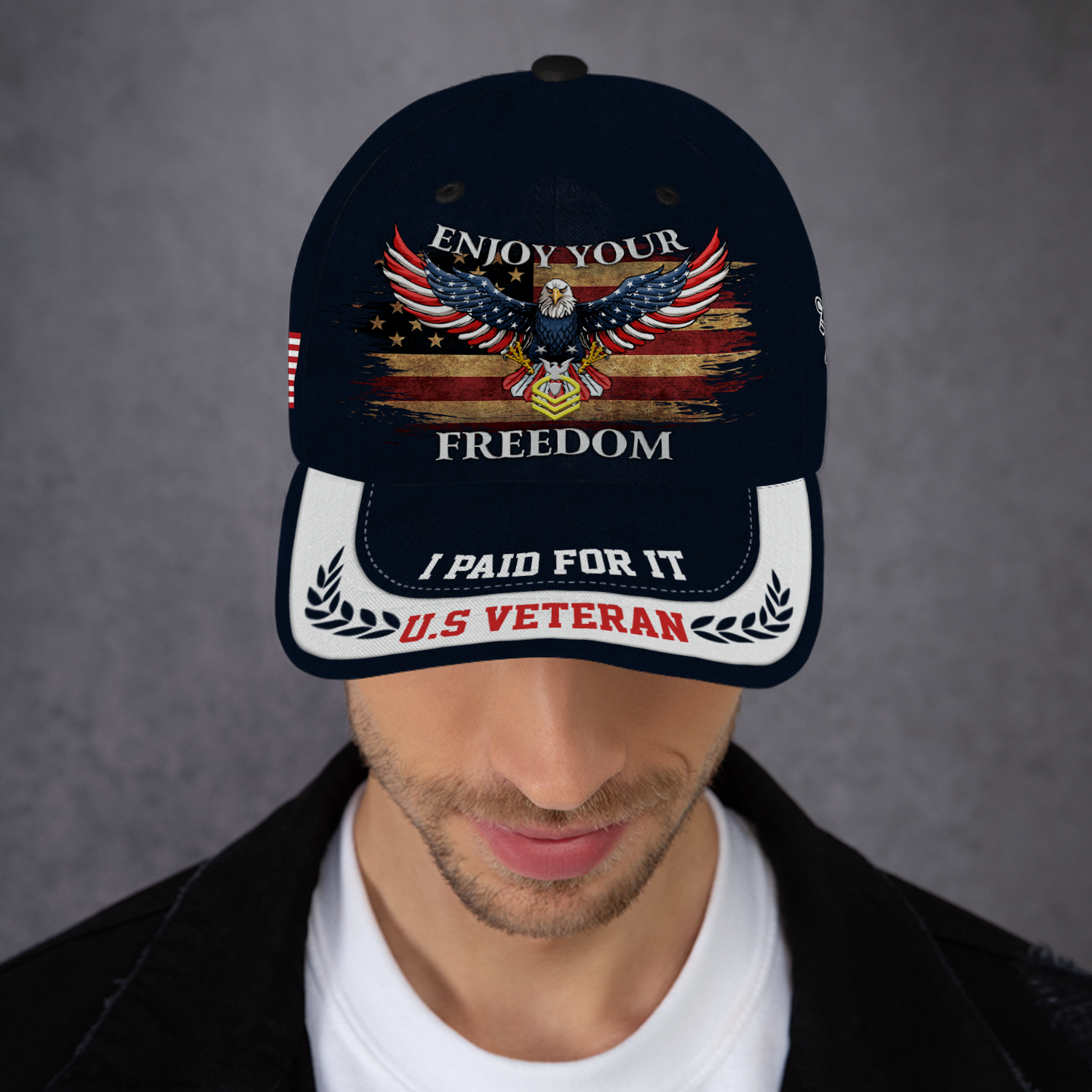 Custom Ranks/Insignia, Personalized Name And Years Served All Over Prints Premium Classic Cap KAOVC14