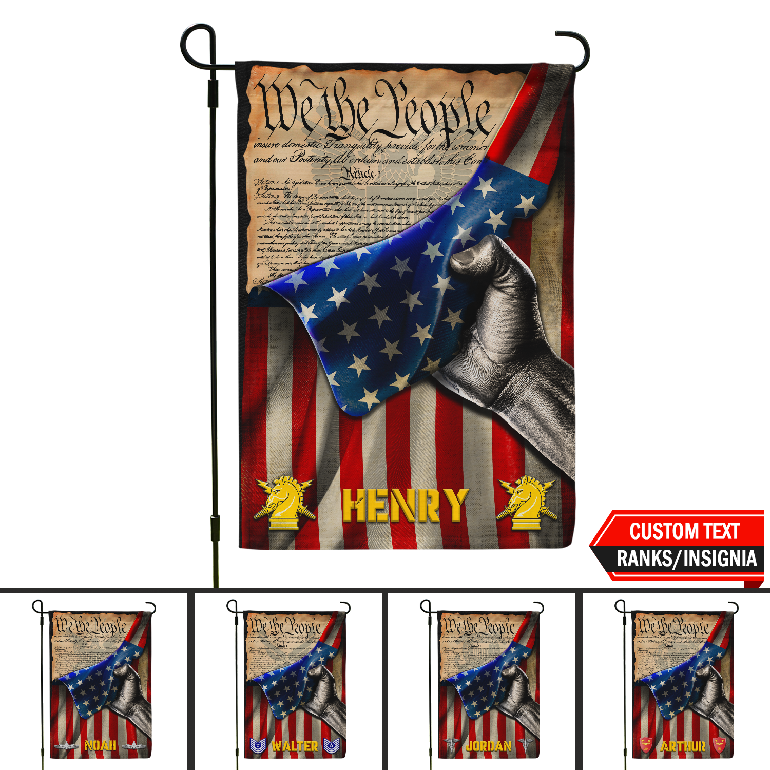 Personalized US Military Logo/Insignia And Text KFLAG06 Garden Flag, House Flag Twin-Side Printing