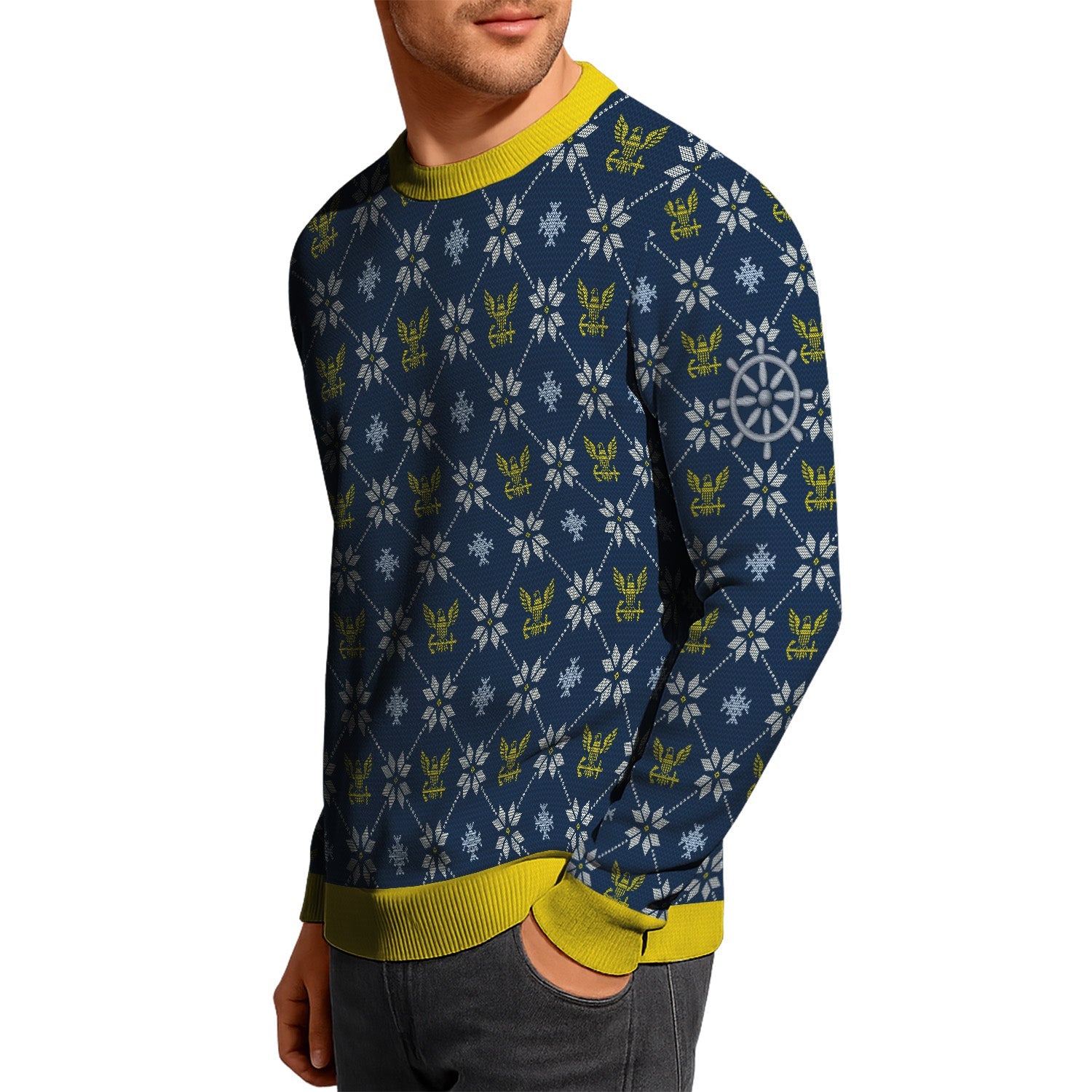 Personalized US Navy Christmas Ugly Sweater KRUST10
