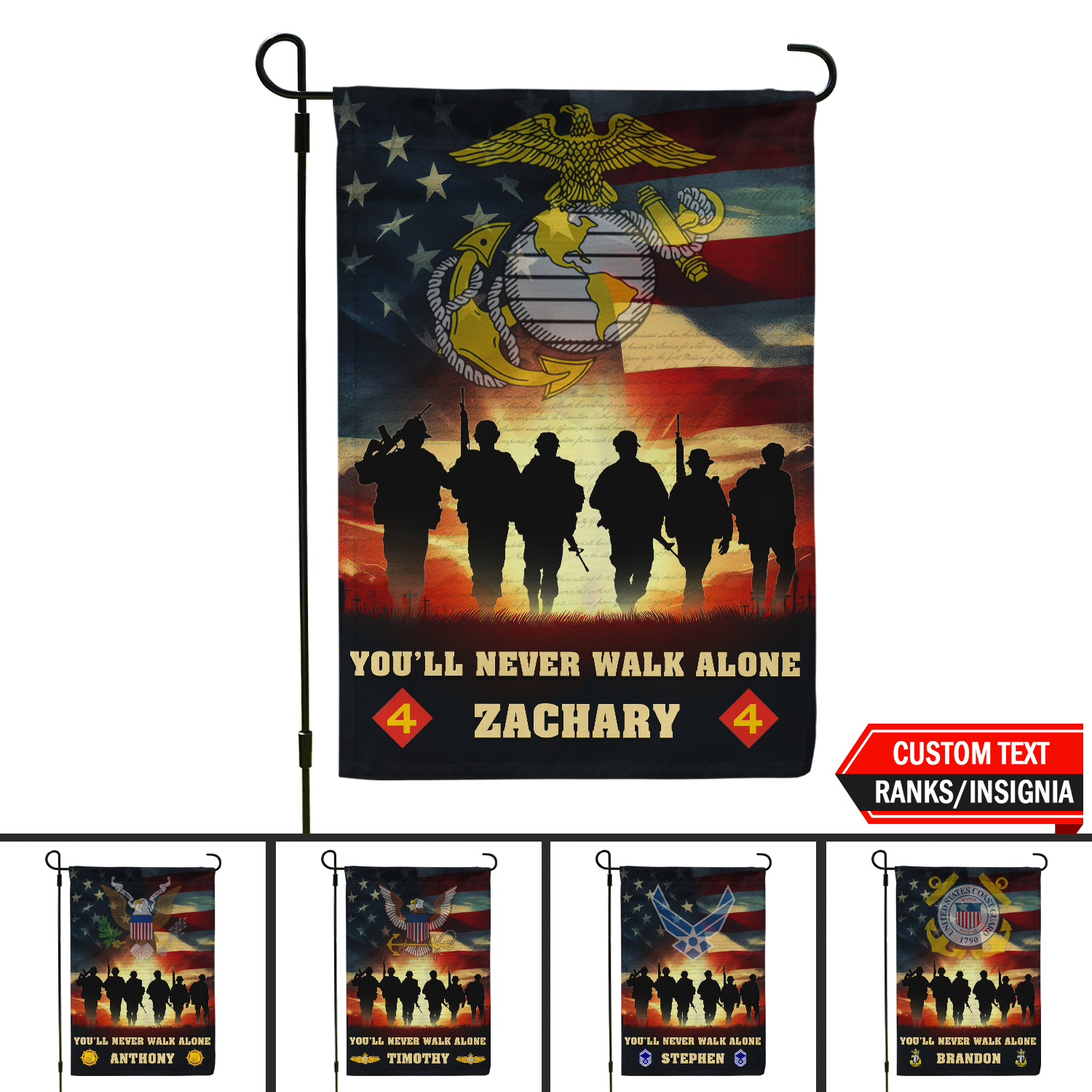 Personalized US Military Logo/Insignia And Text KFLAG05 Garden Flag, House Flag Twin-Side Printing