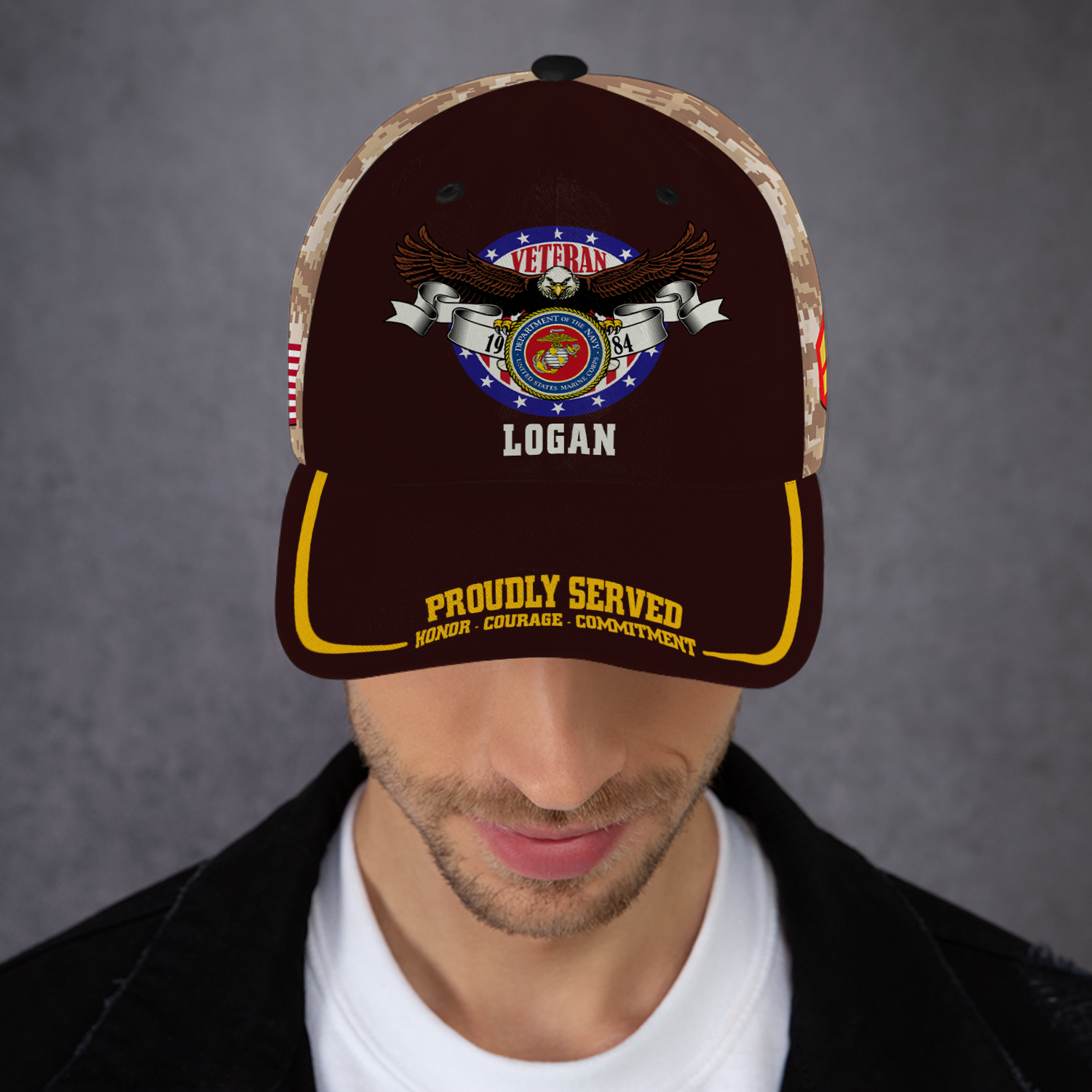 US Military Veteran, Proudly Served, Custom Ranks/Insignia, Personalized Name And Years Served All Over Prints Premium Classic Cap